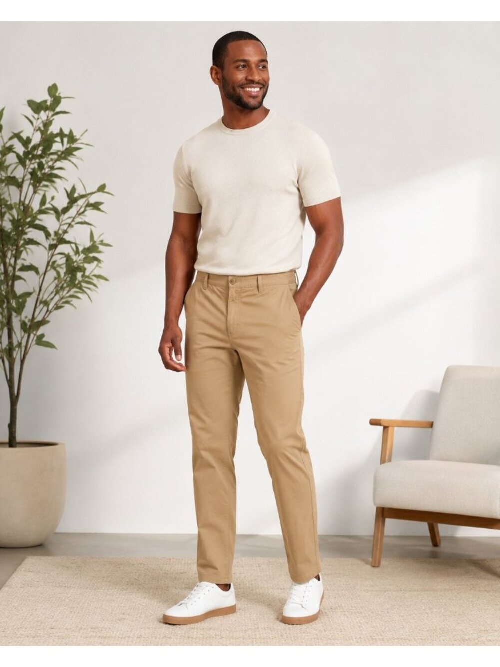Alpine Men's Trouser Raw Linen Warpstreme Tan Stretch Pants 40x30